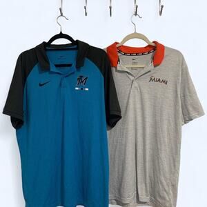 Bundle of 2 Nike Miami Marlins MLB Polo Shirt Size Large